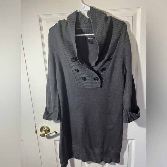 Style & Co Gray Grey Sweater Dress Buttons Accent Size M - Picture 3 of 9